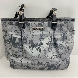 Coach F16567 Black Gray Stagecoach Horse & Carriage Tote